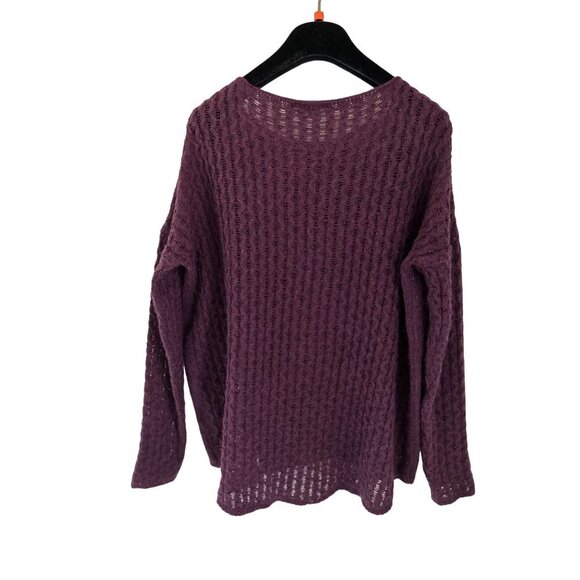 VINCE Cable Knitted Tunic Boatneck Sweater Purple Oversized Pullover Size XSmall - Picture 8 of 10